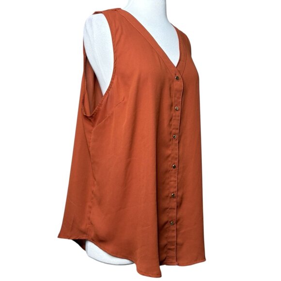 Maurices V-neck Sleeveless Blouse Plus Size 1X Rust Orange - Picture 2 of 7